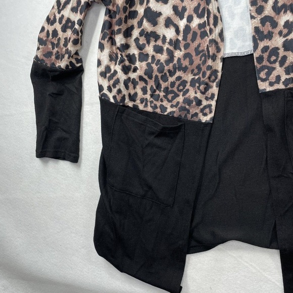 NEW - Leopard Print Open Front Boutique Tunic Cardigan Size Small w/Pocket - Picture 13 of 15